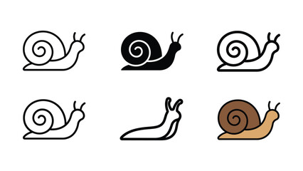 Five different colored snail in various styles and colors side by side on a white background © Vector Store