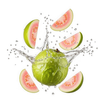 Splashing Guava and Watermelon Slices