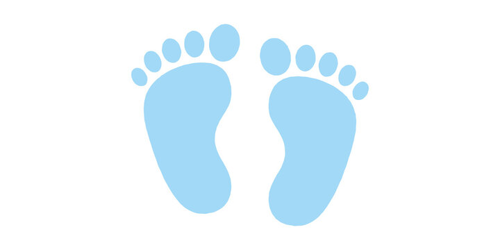 Pair of light blue baby footprints icon isolated on transparent background.