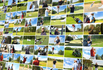 Fototapeta premium collage of photos about playing golf