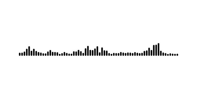 Sound wave audio spectrum on white background, waveform beats animation, Black sound waves meter lines audio wave visualisation, sound wave loop animation, black audio spectrum waveform.4k video