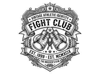 Obraz premium Vintage Boxing Club Emblem with Gloves