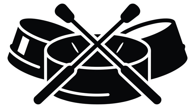 Drums And Drumsticks Silhouette On A White Background drumkit percussion