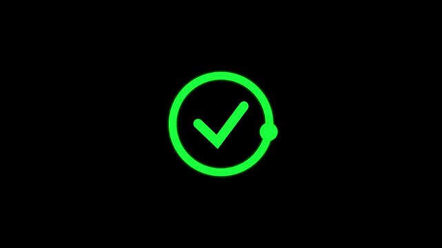 Check mark animation,Green check mark with verified success symbol icon animation on transparent background 4k video,alpha chanel