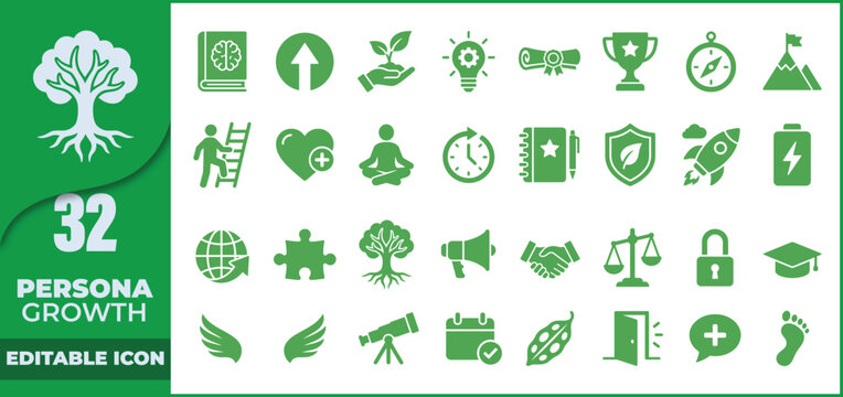 A collection of thirty two eco friendly and green business icons set featuring sustainable concepts and environmental symbols for modern professional graphic design projects