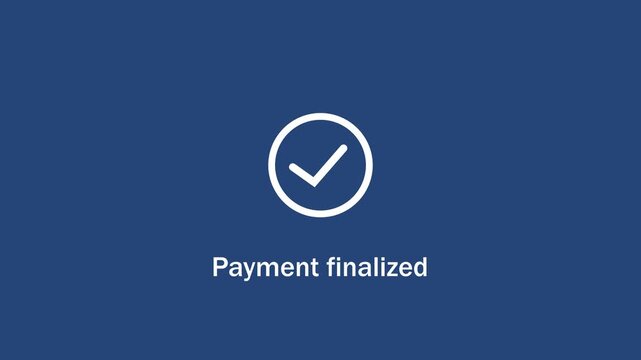 Digital payment finalized animation featuring a minimalist loading spinner transitioning into a success checkmark on a clean navy blue background, for e-commerce and, fintech interfaces