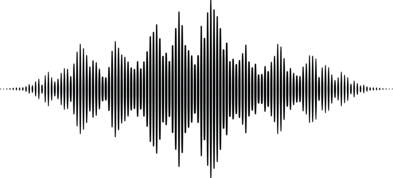 Sound wave graphic as a black silhouette isolated on transparent background