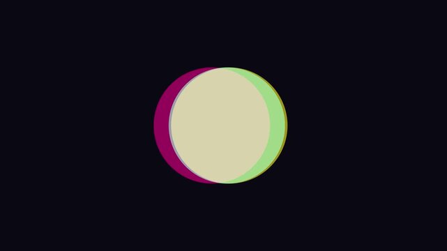 Abstract motion with overlapping colorful circles and chromatic aberration effect animation 4k motion circles