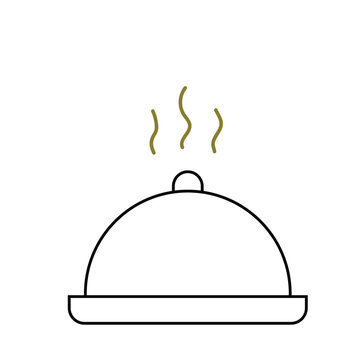 Vector icon of a hot food serving tray with a dome lid isolated on transparent background