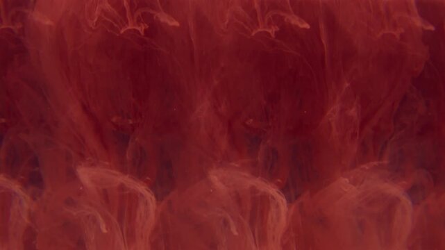 Ink smoke. Blur kaleidoscope. Brown dye pouring on diamond sphere. Doubled lens effect pigment dissolving water abstract background.