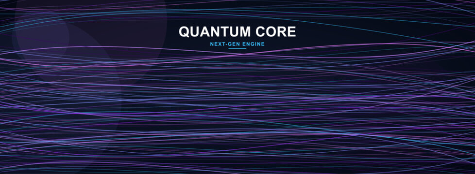Abstract digital background featuring a dark purple texture with horizontal light streaks and the text quantum core displayed prominently in the center of image