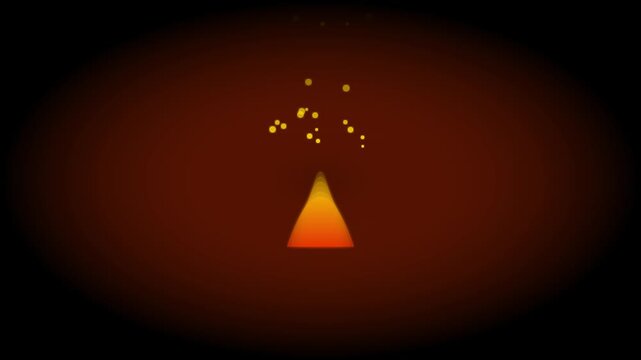 Abstract orange cone particle eruption motion background, glowing energy particles rising from a geometric shape, minimalist animation 4k