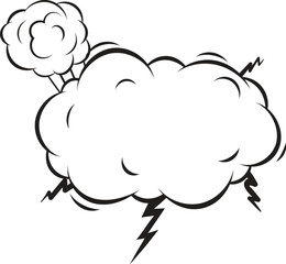 Obraz premium Storm Cloud With Lightning Bolt Black And White Silhouette