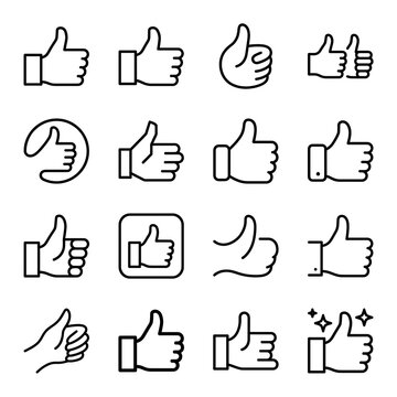 Set of varied thumbs up hand icons