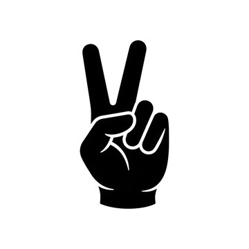 Peace hand gesture sign black and white