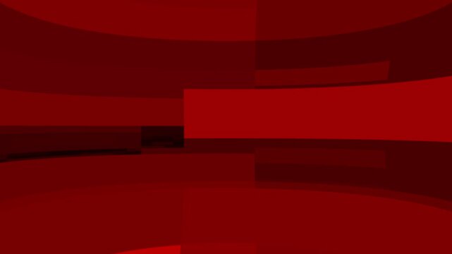Abstract dark red curved geometric 3D background loop, seamless motion graphics studio background, modern broadcast news lower third stage banner element, corporate tech and sports event ,