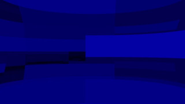 Abstract dark blue curved geometric 3D background loop, seamless motion graphics studio background, modern broadcast news lower third stage banner element, corporate tech and sports event ,