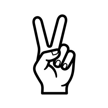 Peace sign hand gesture with cool sign