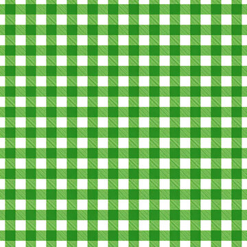 Classic green and white gingham pattern background texture for picnic and celebration designs