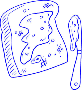 sketch of toast with butter