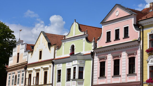 traditional form of houses in squares in South Bohemia in Czech republic