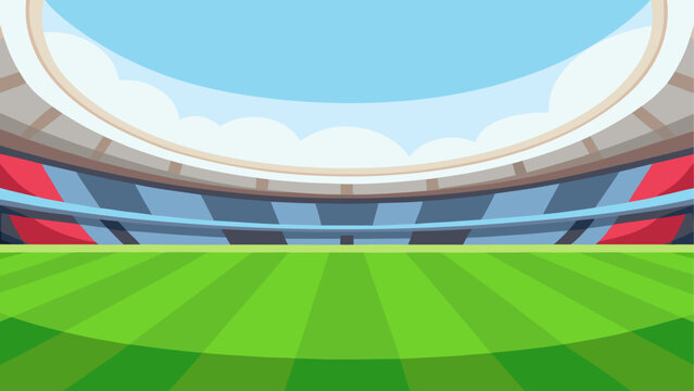 Pixel art stadium with a green grass field Vector