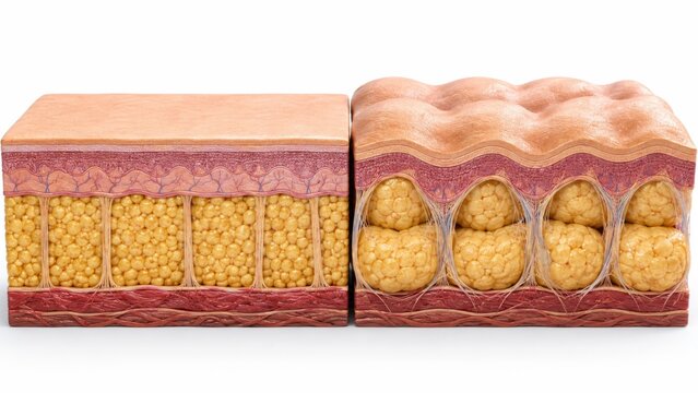 Anatomical comparison of healthy skin and cellulite structure