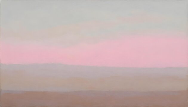 Soft abstract painting with horizontal brushstrokes in pastel pink and earthy tones