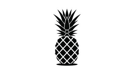 A striking black and white silhouette depicts a whole pineapple with detailed textured skin © grvect02