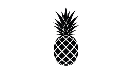 A striking black silhouette depicts a fully formed pineapple with detailed textured skin © grvect02