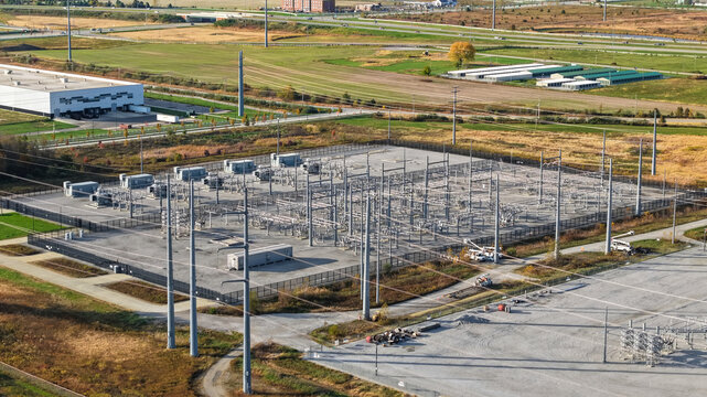 Electric substation transforming power for modern energy grid