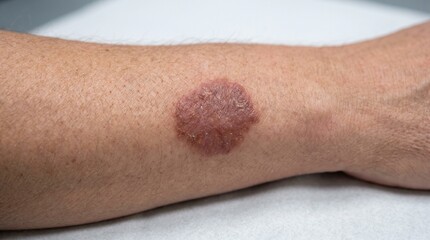 Fototapeta premium Realistic Clinical Close Up of Cutaneous Tuberculosis Chronic Granulomatous Skin Lesion Medical Image