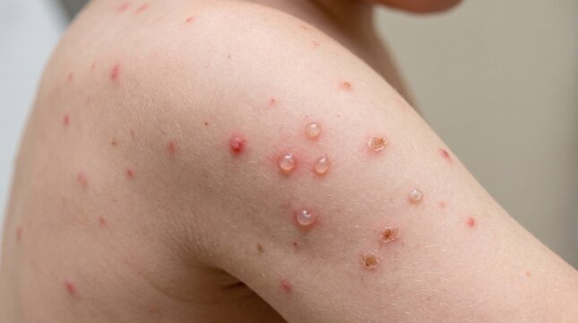 Varicella Chickenpox Viral Skin Infection Realistic Clinical Dermatology Close Up Photograph