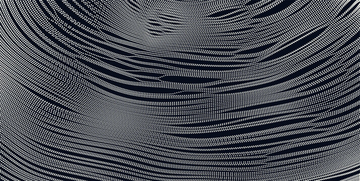Dynamic particles. Black and white design. Grid. Light effect. Cover design template. 3D vector illustration for brochure, poster, card, presentation, flyer or banner.