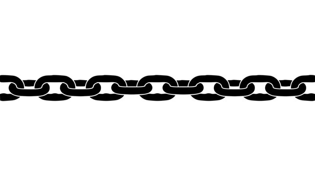 Black metal chain silhouette on white background