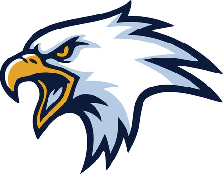 Screaming hawk mascot logo vector design featuring an aggressive eagle bird head profile symbol for gaming team badge