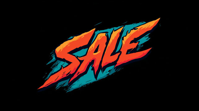 Dynamic comic style sale text vector illustration isolated on black background.