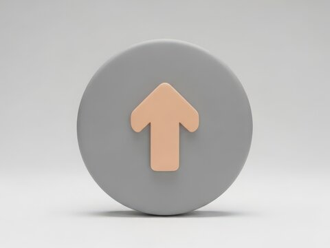 Simple upward pointing arrow icon on gray circle