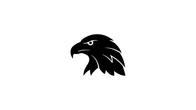 Eagle head silhouette logo, black hawk profile icon on white background, majestic raptor bird mascot for sports branding and corporate identity