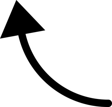 Black Curved Left Up Arrow Transparent Background PNG