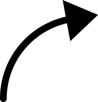 Black Curved Right Up Arrow Transparent Background PNG
