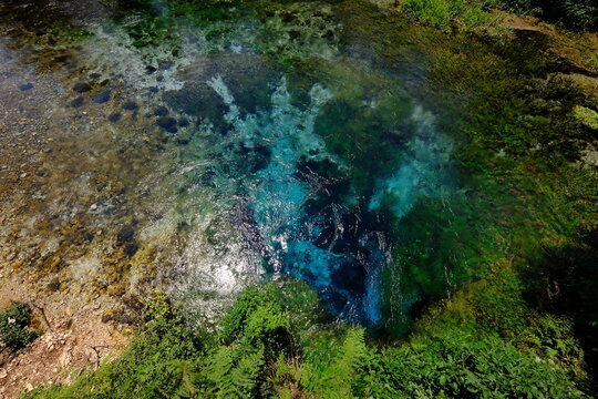 blue eye, syri i kater, Albania. Emerald green spring, close to Gjirokaster or Saranda. High quality FullHD footage