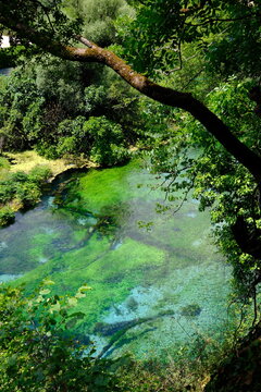 blue eye, syri i kater, Albania. Emerald green spring, close to Gjirokaster or Saranda. High quality FullHD footage