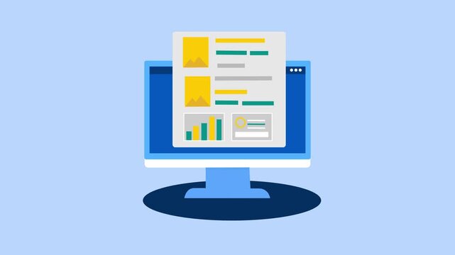 Minimal desktop monitor with pop-up window animation