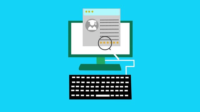Cybersecurity login authentication on desktop computer animation