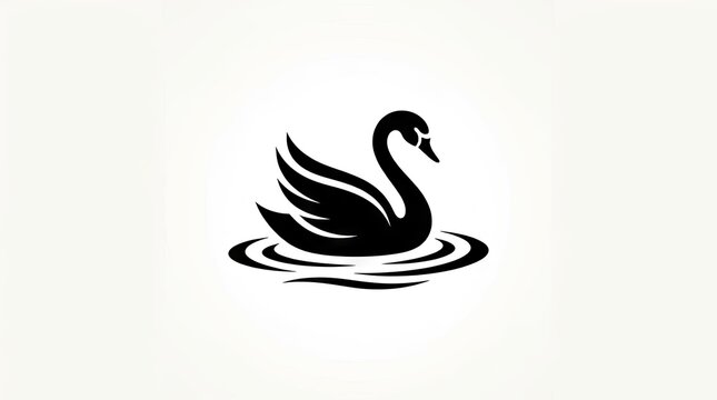 Elegant black swan logo on white.