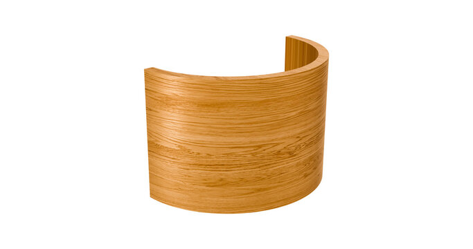 Circular reception of seminar podium wooden texture in a transparent background