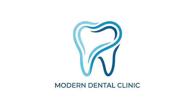 Minimalist blue dental tooth logo icon.