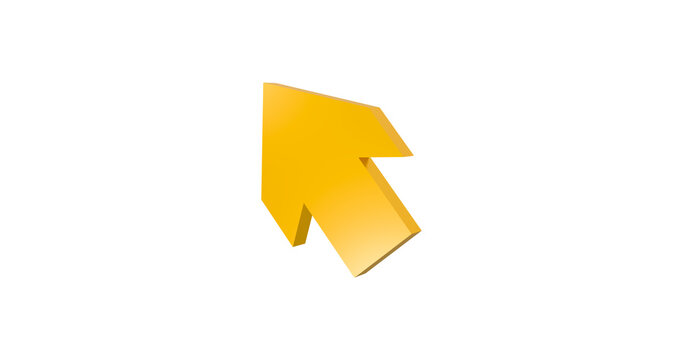Golden arrow pointer in up direction in a transparent background