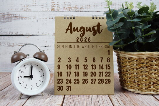 August 2026 annual monthly desk calendar for planning and management